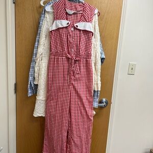 jcpenney Red Gingham Sleeveless Jumpsuit with White Yoke
